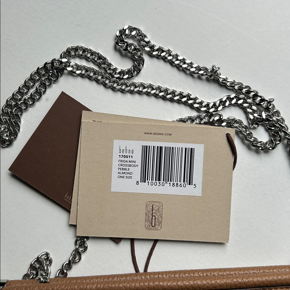 NWT BEHNO FRIDA MINI CROSSBODY BAG IN ALMOND - Picture 3 of 7